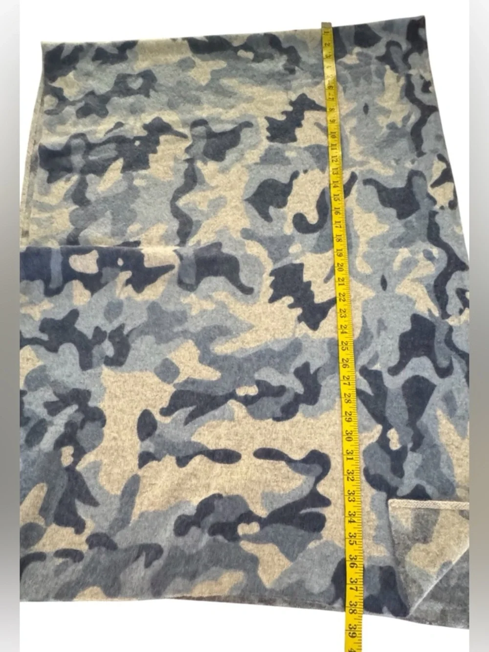 Blue Camouflage Cashmere Oversized Scarf Cape Wrap Travel Blanket Wrap 28”x76”